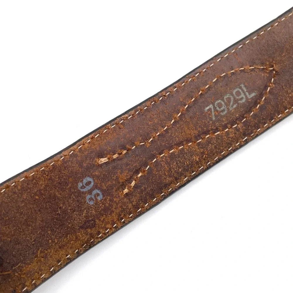 Vintage Belt Leather Women 36 Brown Good Western Concho Engraved Buckle 7929L